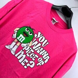 VTG M&M Brand Y2K Pink Graphic T-Shirt "You Wanna Piece Of Me"